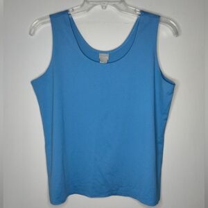 Chico's (Size 3/XL/16) Blue Stretch Scoop Neck Sleeveless Basic Layer Tank Top